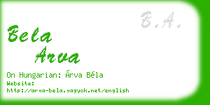 bela arva business card