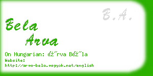 bela arva business card